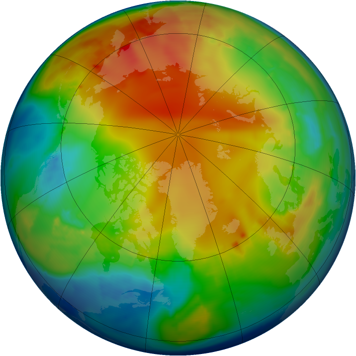 Arctic ozone map for 13 January 2013